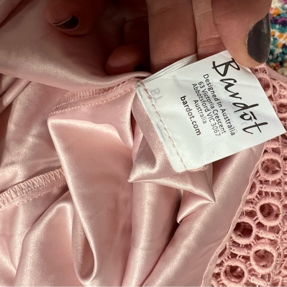 Bardot Eyelet Off The Shoulder Derby Dress in Light Pink - Picture 12 of 16